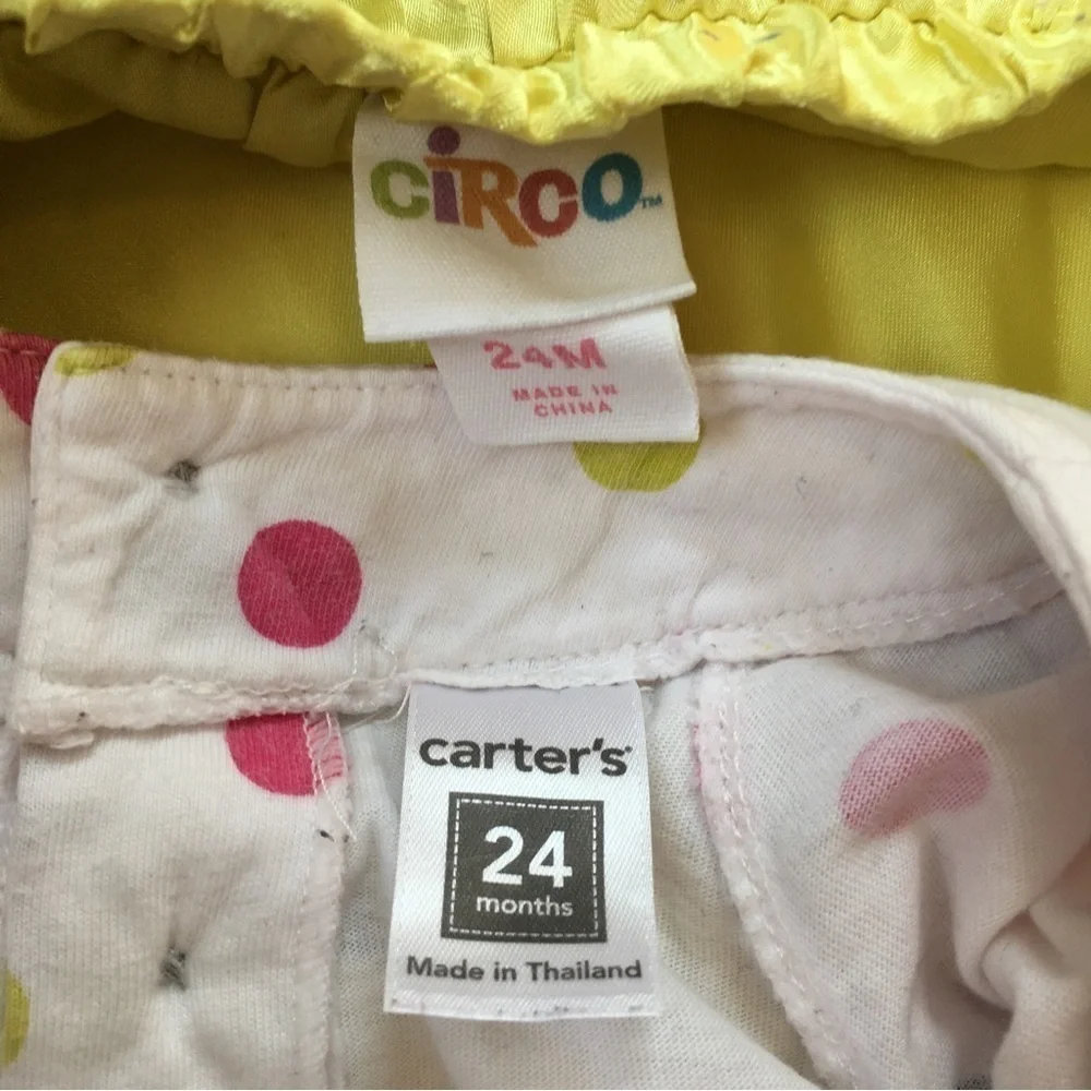 Bundle 2-Pcs Matching Sets Baby Girls Polka Dots White Top Yellow Tutu Skirt
